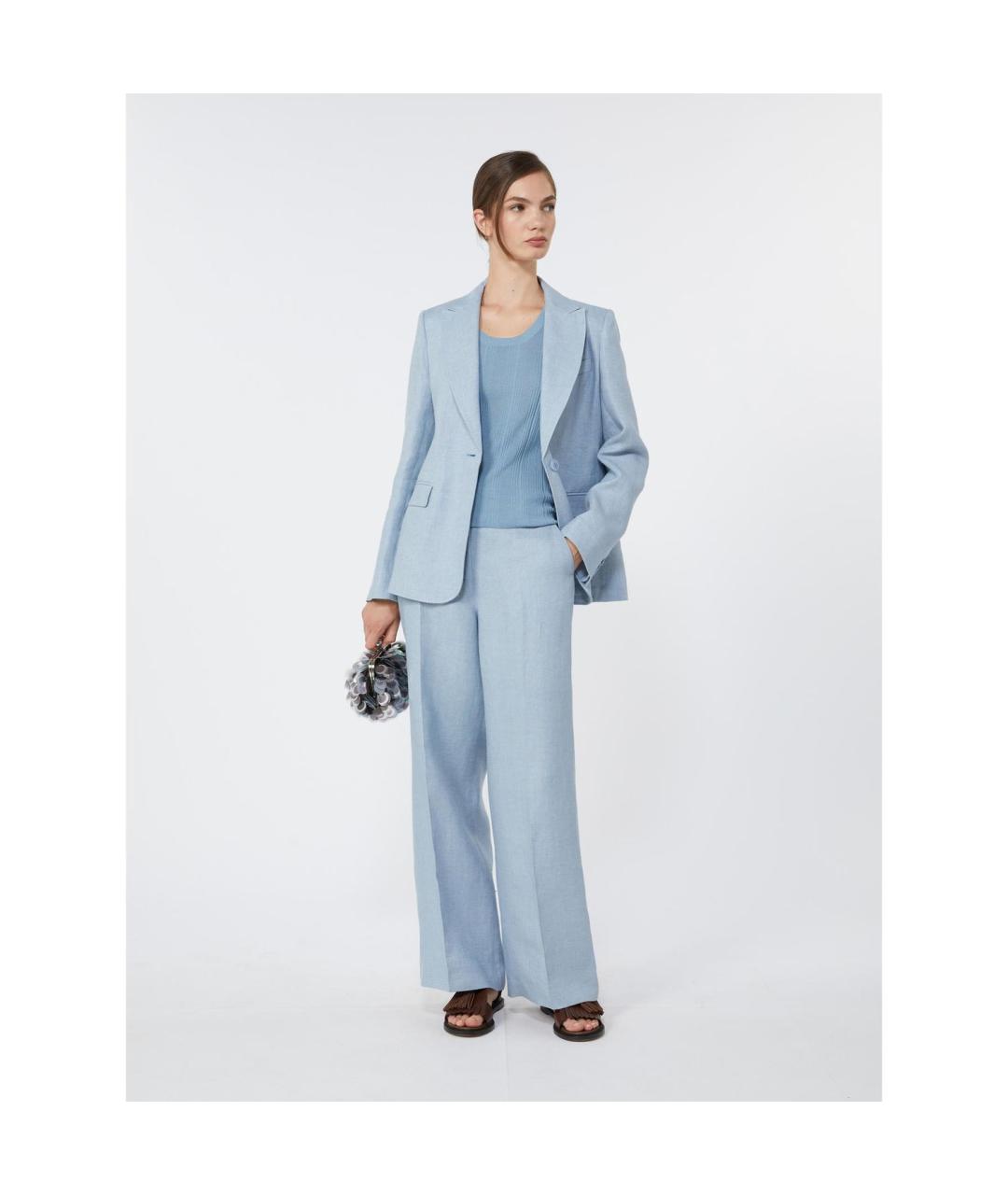 WEEKEND MAX MARA Голубой льняной жакет/пиджак, фото 4