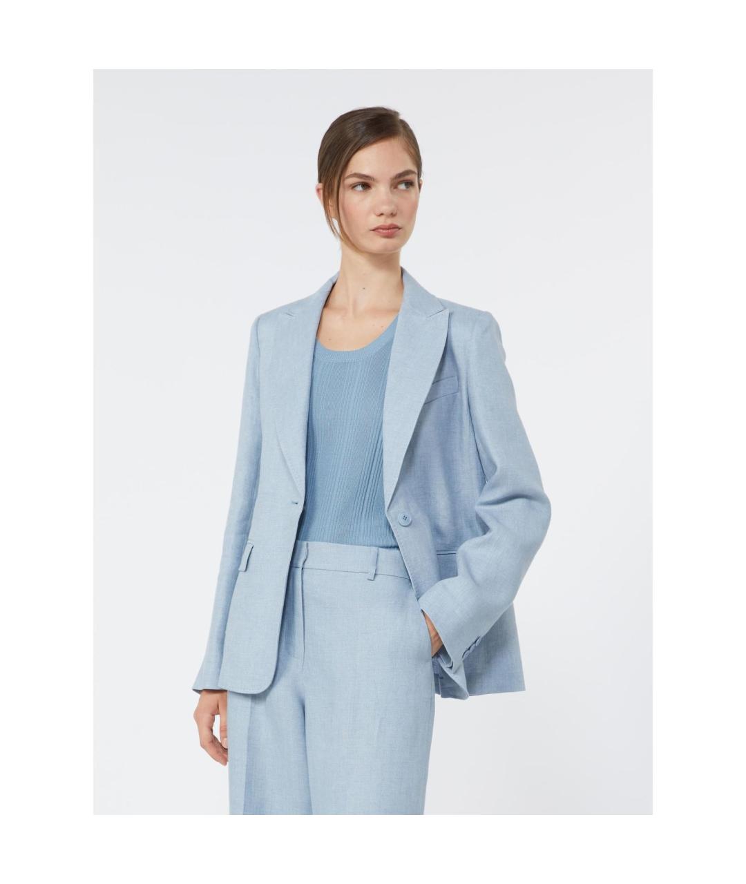 WEEKEND MAX MARA Голубой льняной жакет/пиджак, фото 3