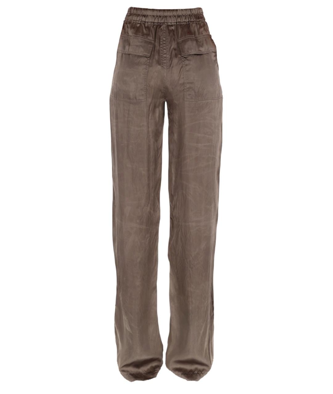 RICK OWENS Серые вискозные прямые брюки, фото 3