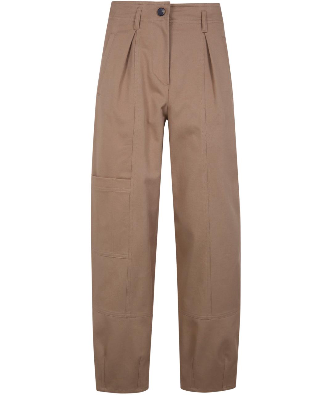 MAX MARA Бежевые хлопковые прямые брюки, фото 1