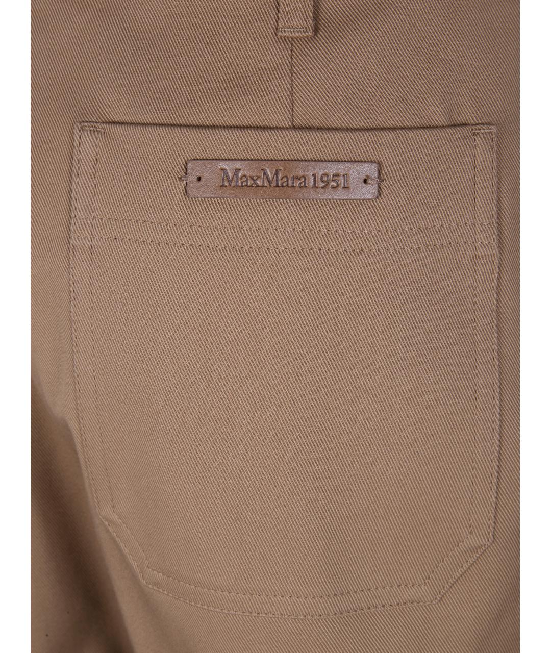 MAX MARA Бежевые хлопковые прямые брюки, фото 3