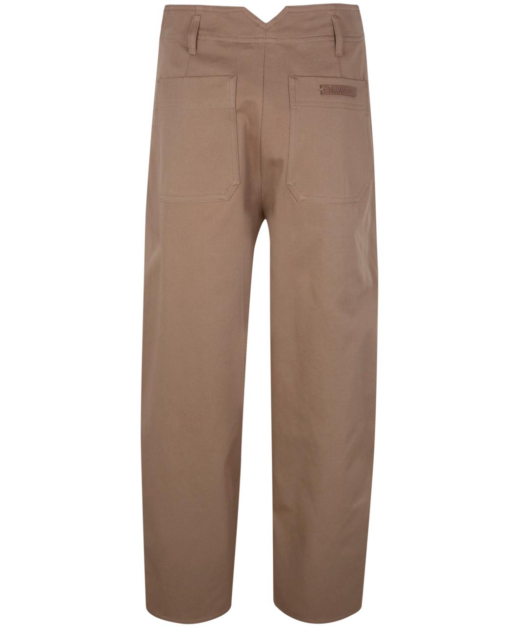 MAX MARA Бежевые хлопковые прямые брюки, фото 2