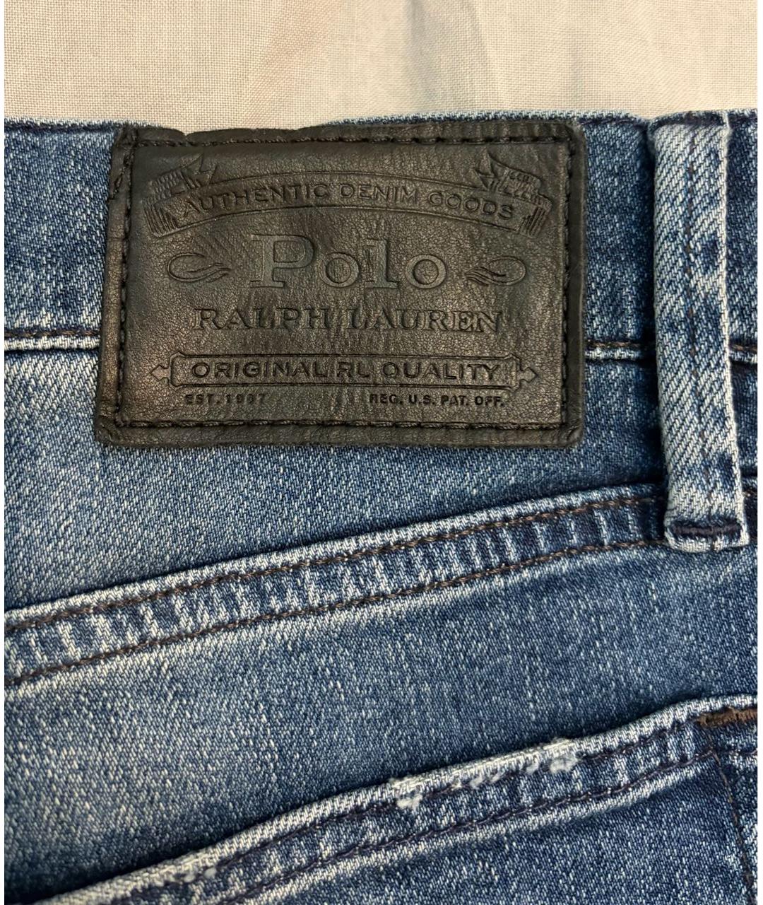 POLO RALPH LAUREN Синие хлопковые джинсы скинни, фото 5