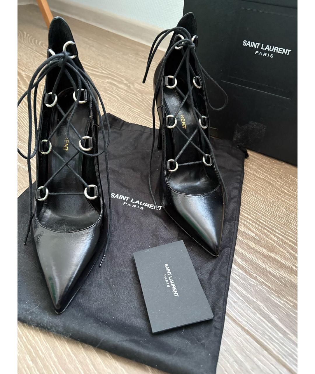 SAINT LAURENT Черные кожаные туфли, фото 2