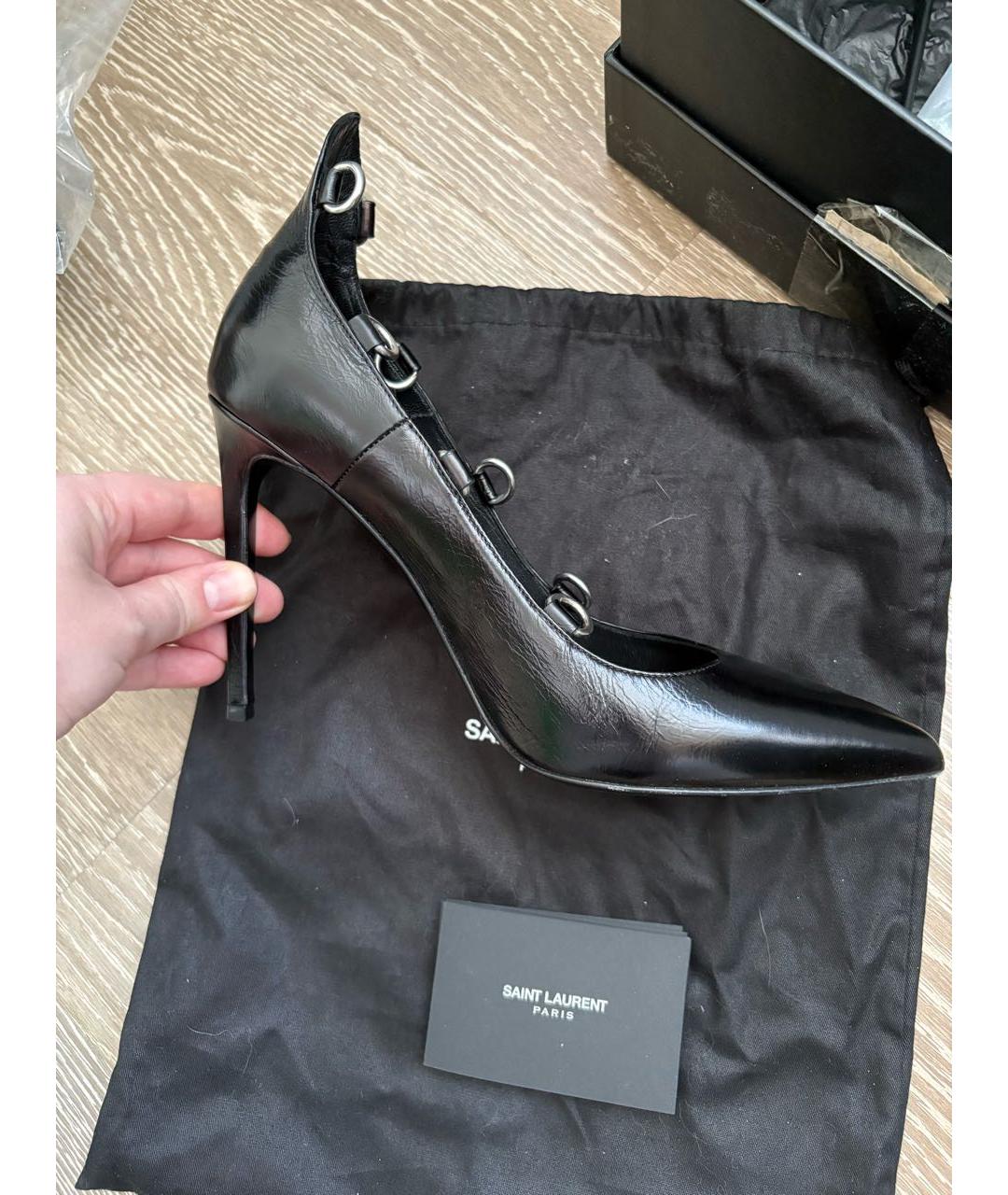 SAINT LAURENT Черные кожаные туфли, фото 5