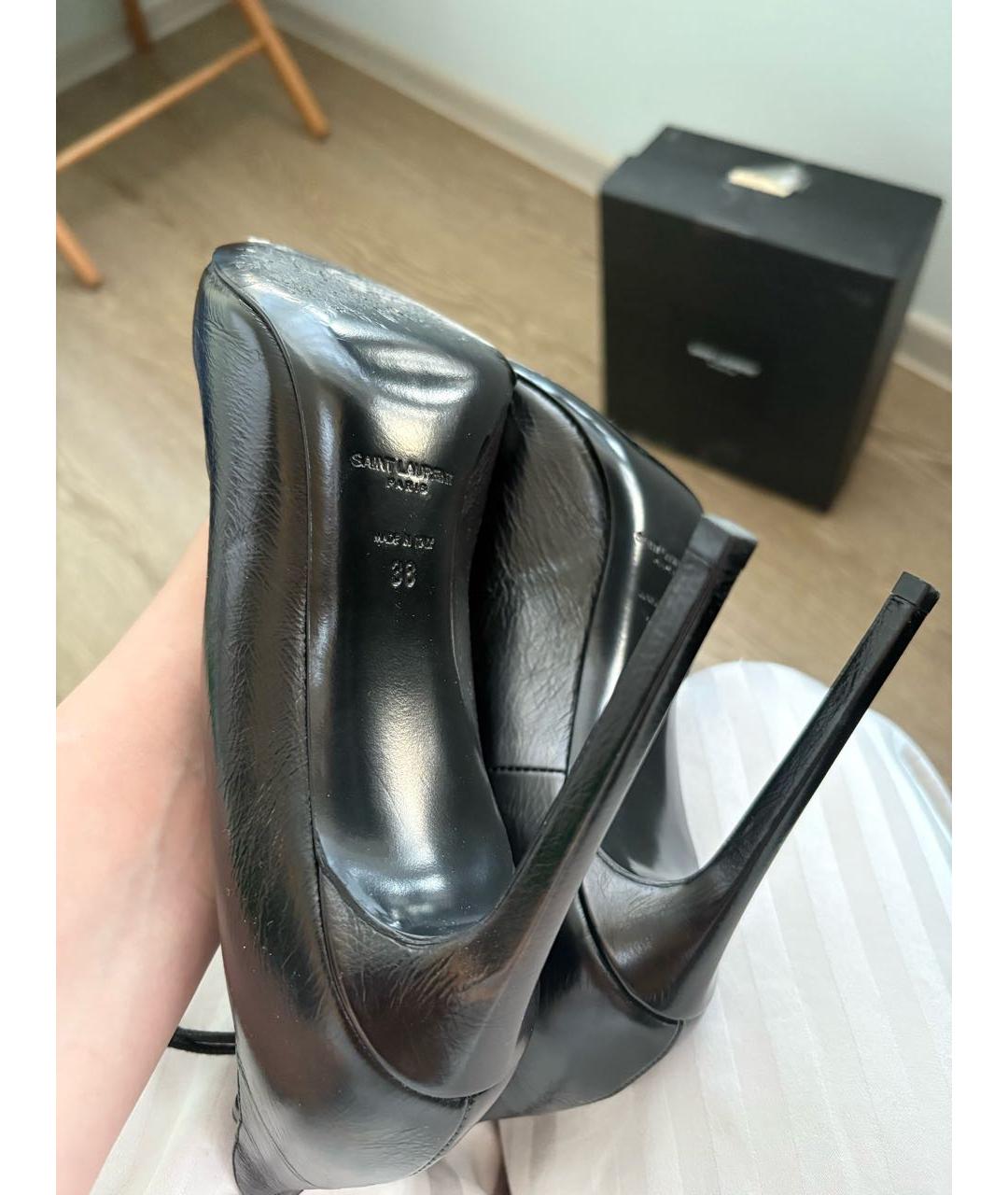 SAINT LAURENT Черные кожаные туфли, фото 4