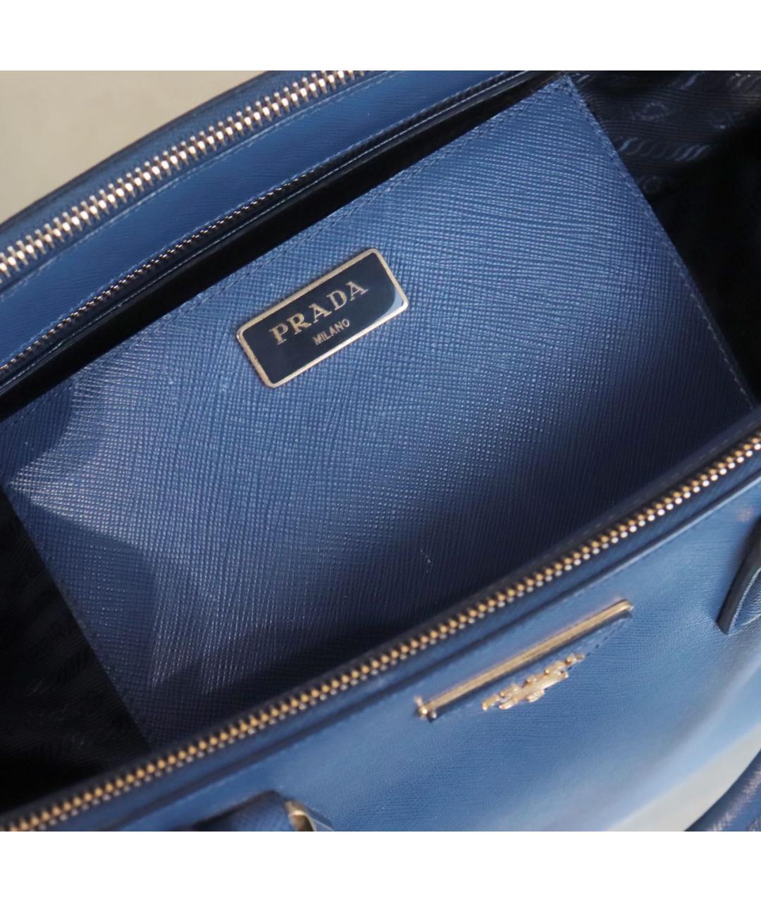 PRADA Синяя кожаная сумка тоут, фото 6