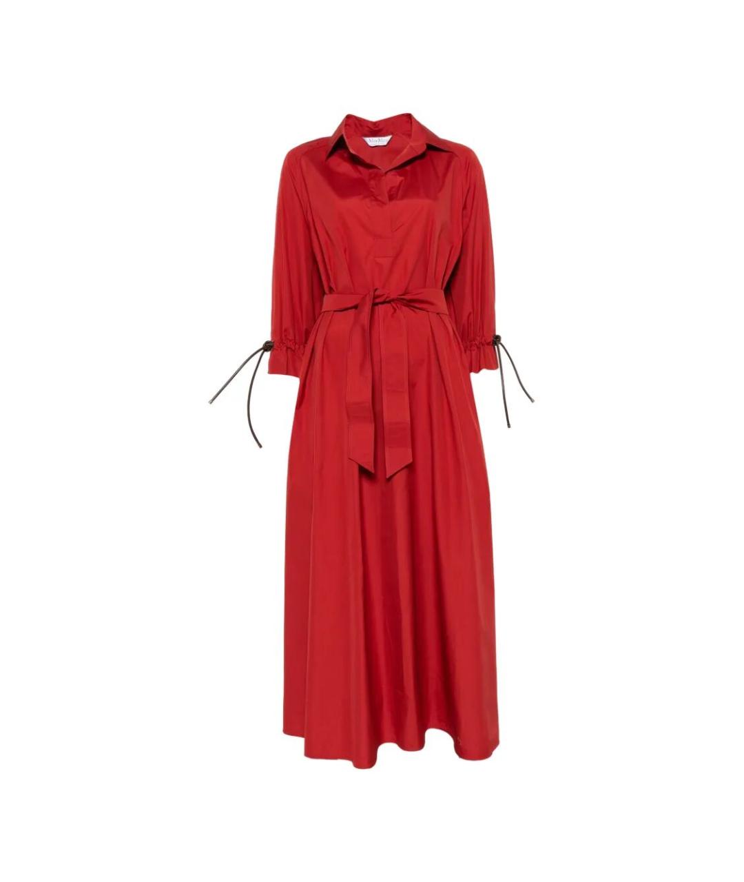 MAX MARA Красное хлопковое повседневное платье, фото 1
