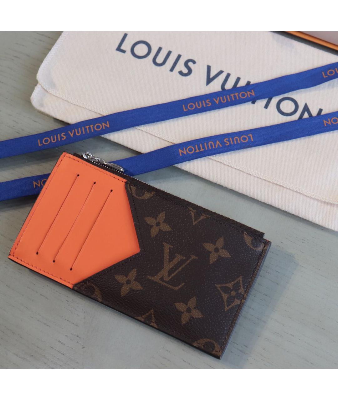 LOUIS VUITTON Коричневый кожаный кардхолдер, фото 2