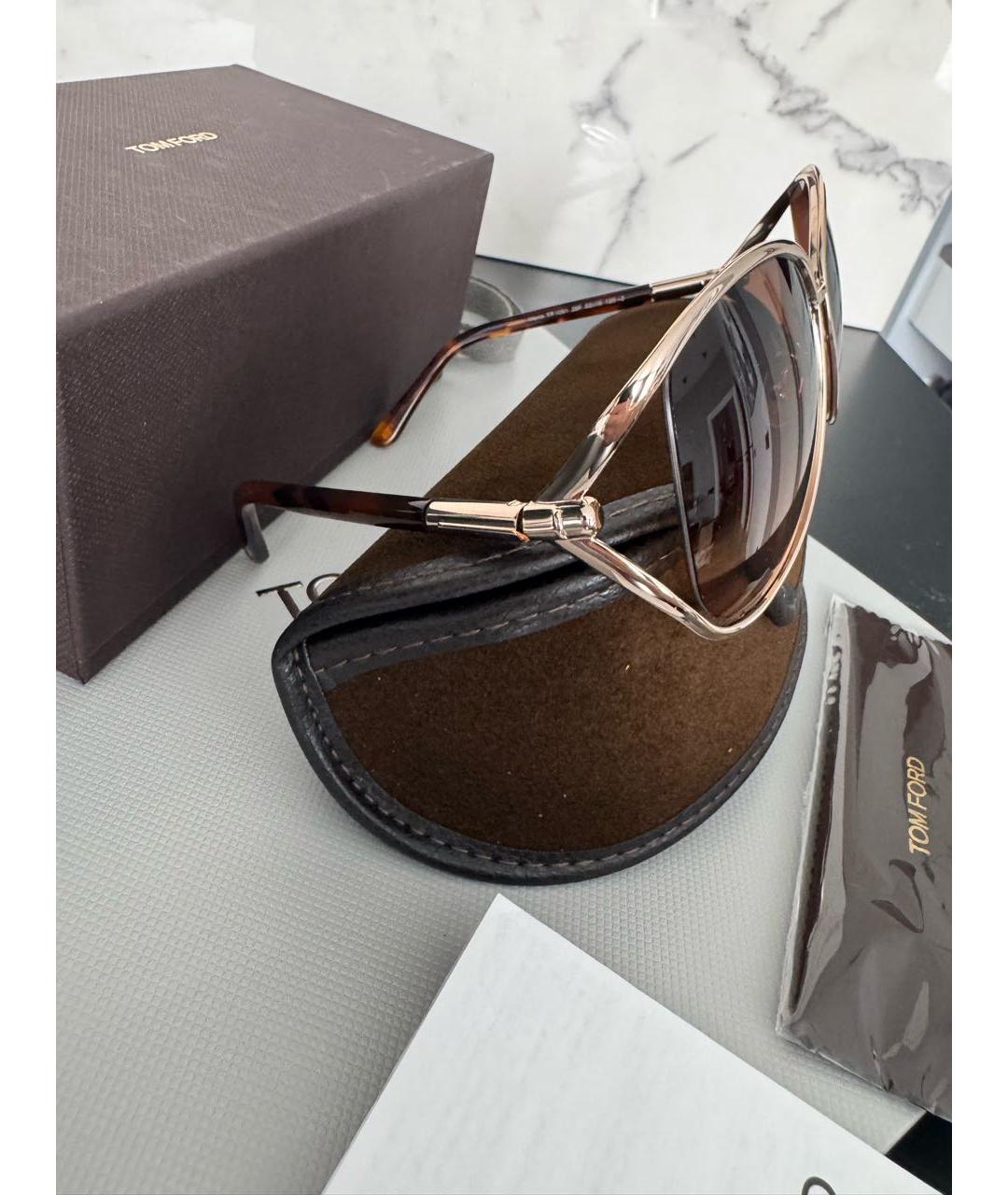 TOM FORD Коричневые металлические солнцезащитные очки, фото 4