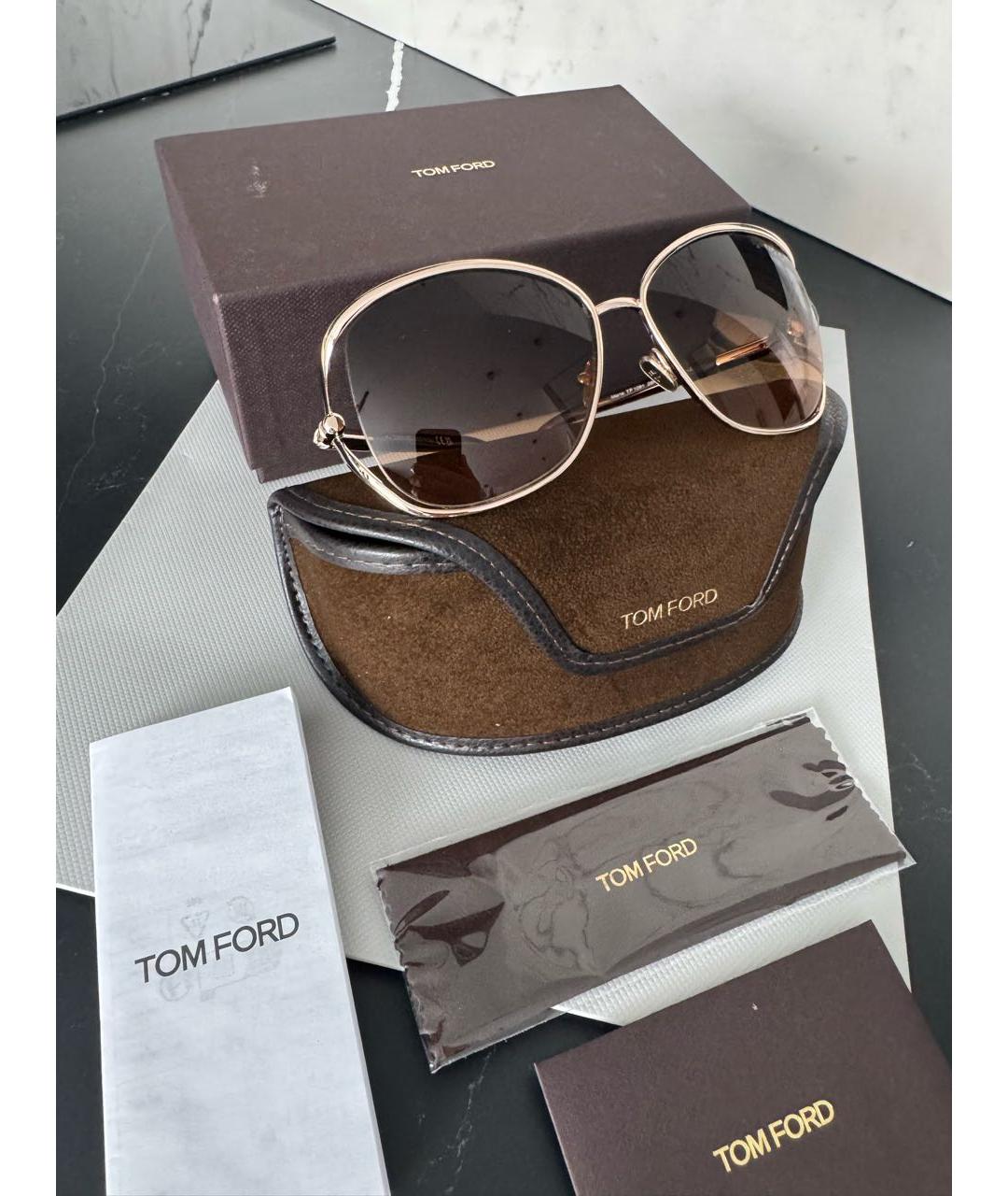 TOM FORD Коричневые металлические солнцезащитные очки, фото 2
