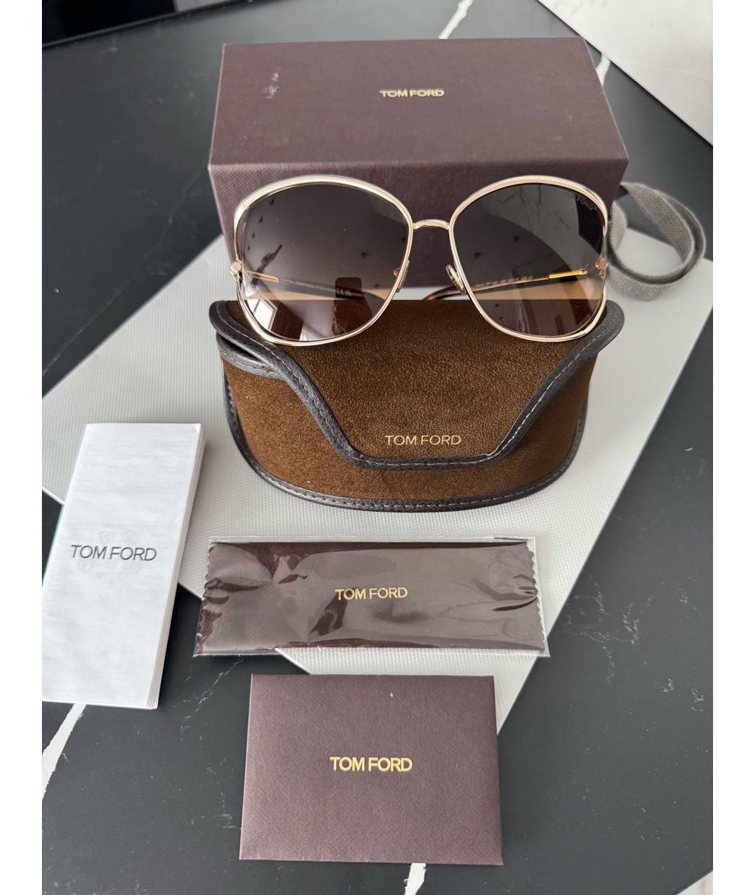 TOM FORD Коричневые металлические солнцезащитные очки, фото 9