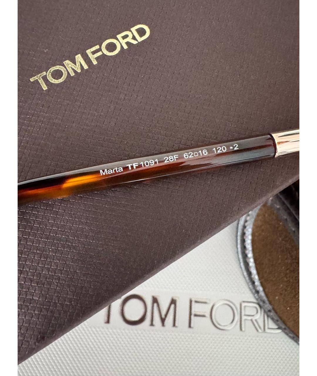 TOM FORD Коричневые металлические солнцезащитные очки, фото 7