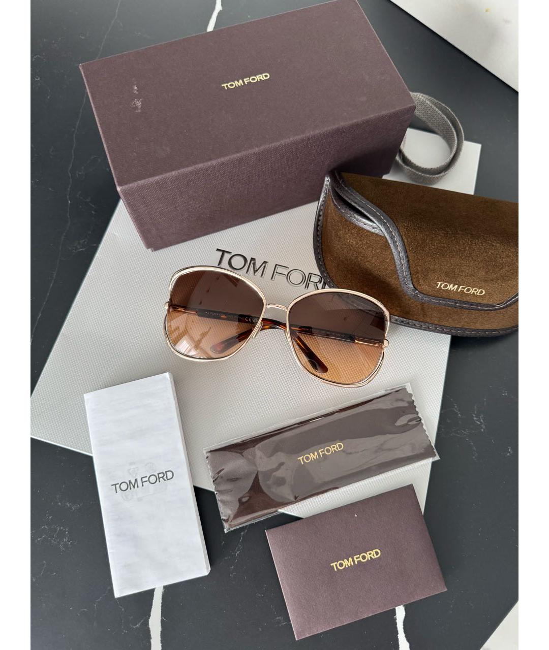 TOM FORD Коричневые металлические солнцезащитные очки, фото 5