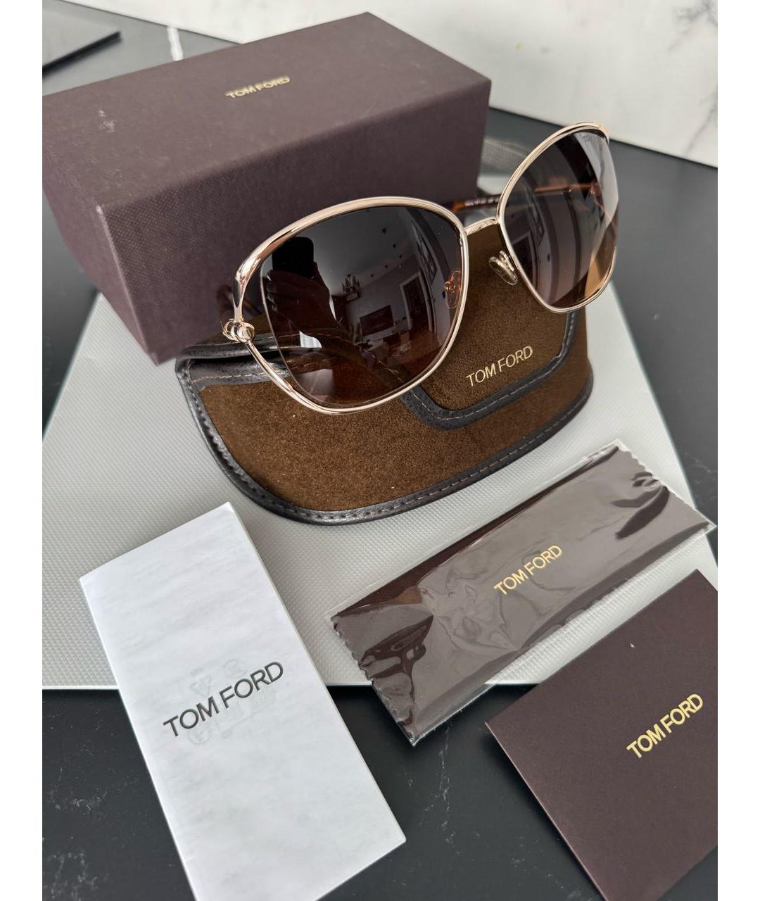 TOM FORD Коричневые металлические солнцезащитные очки, фото 3