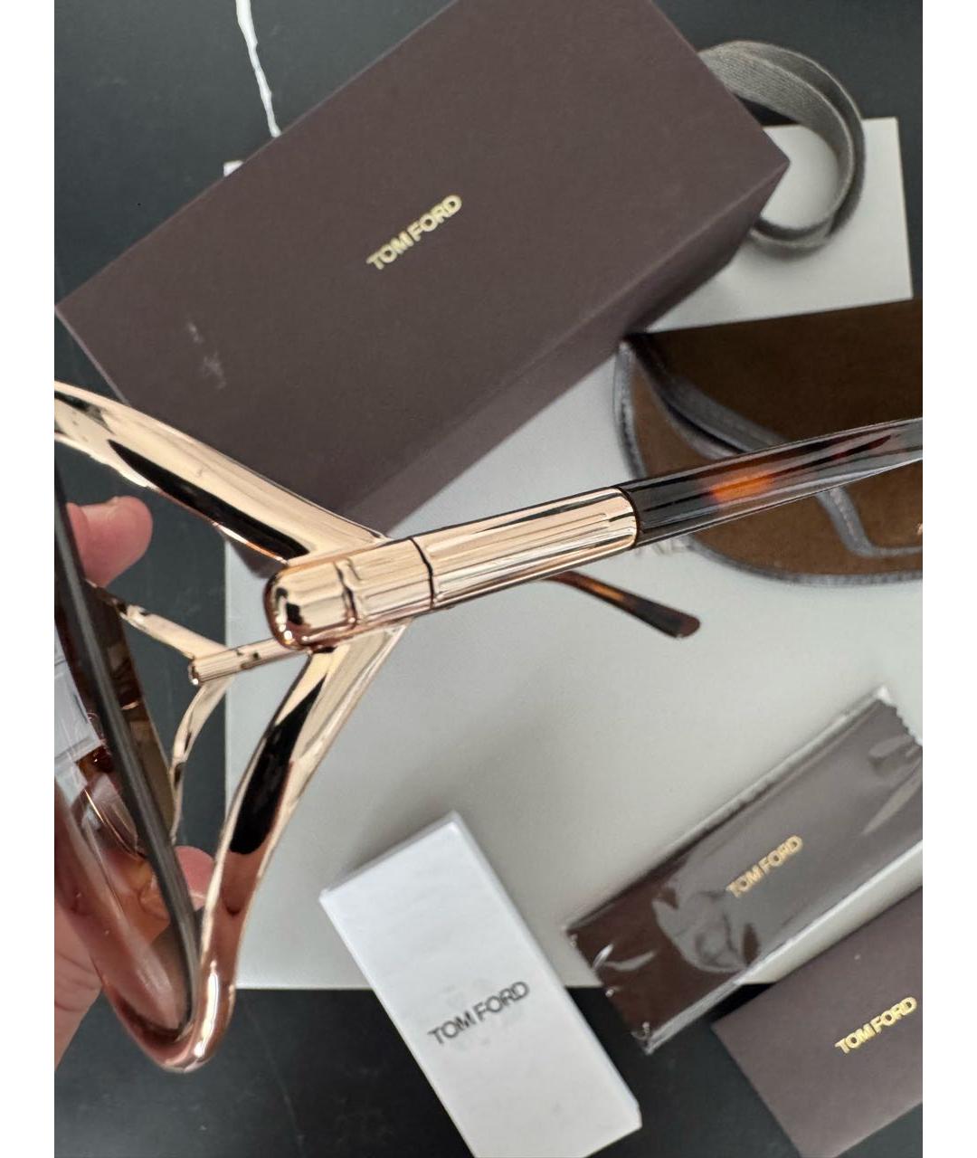 TOM FORD Коричневые металлические солнцезащитные очки, фото 6