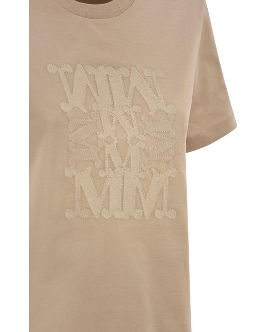 MAX MARA Бежевая хлопковая футболка, фото 4