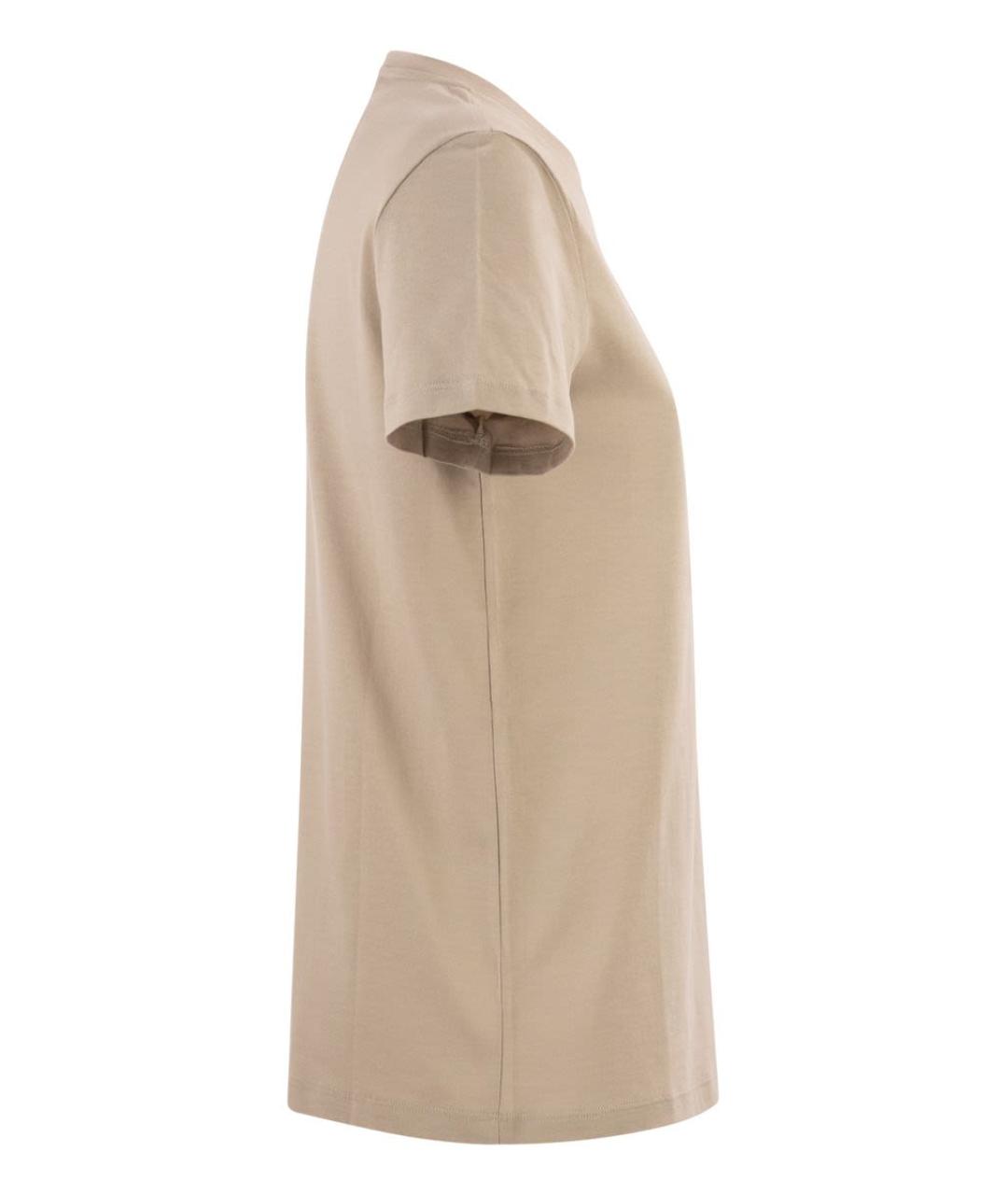 MAX MARA Бежевая хлопковая футболка, фото 3