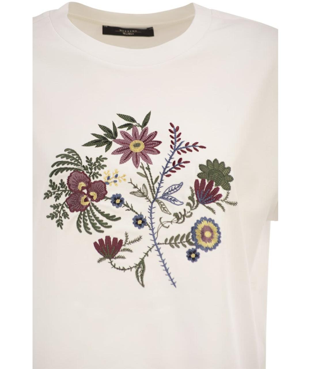 WEEKEND MAX MARA Белая хлопковая футболка, фото 4