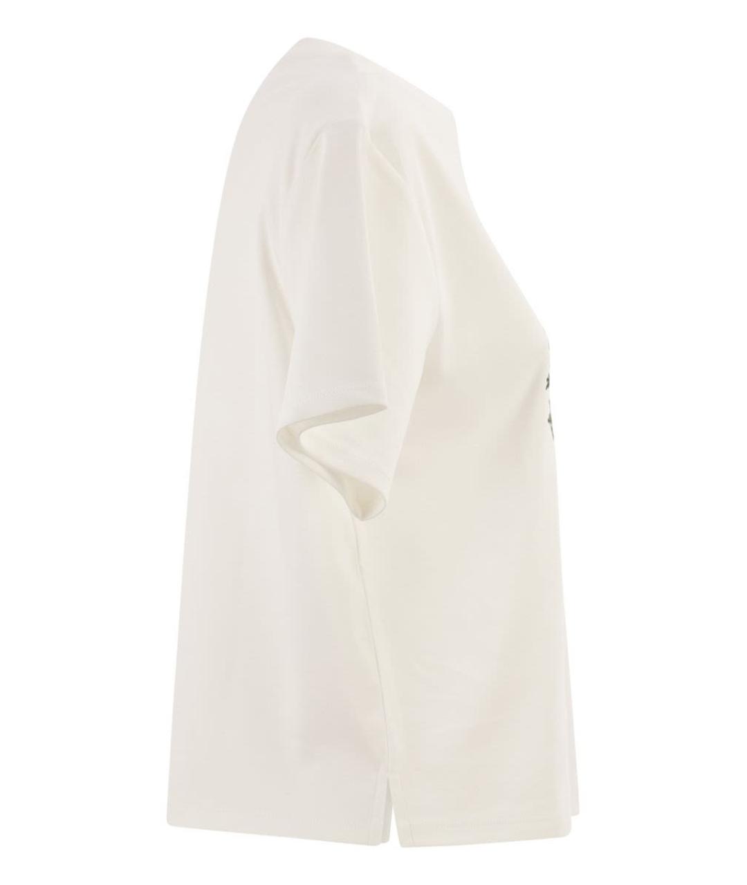 WEEKEND MAX MARA Белая хлопковая футболка, фото 3