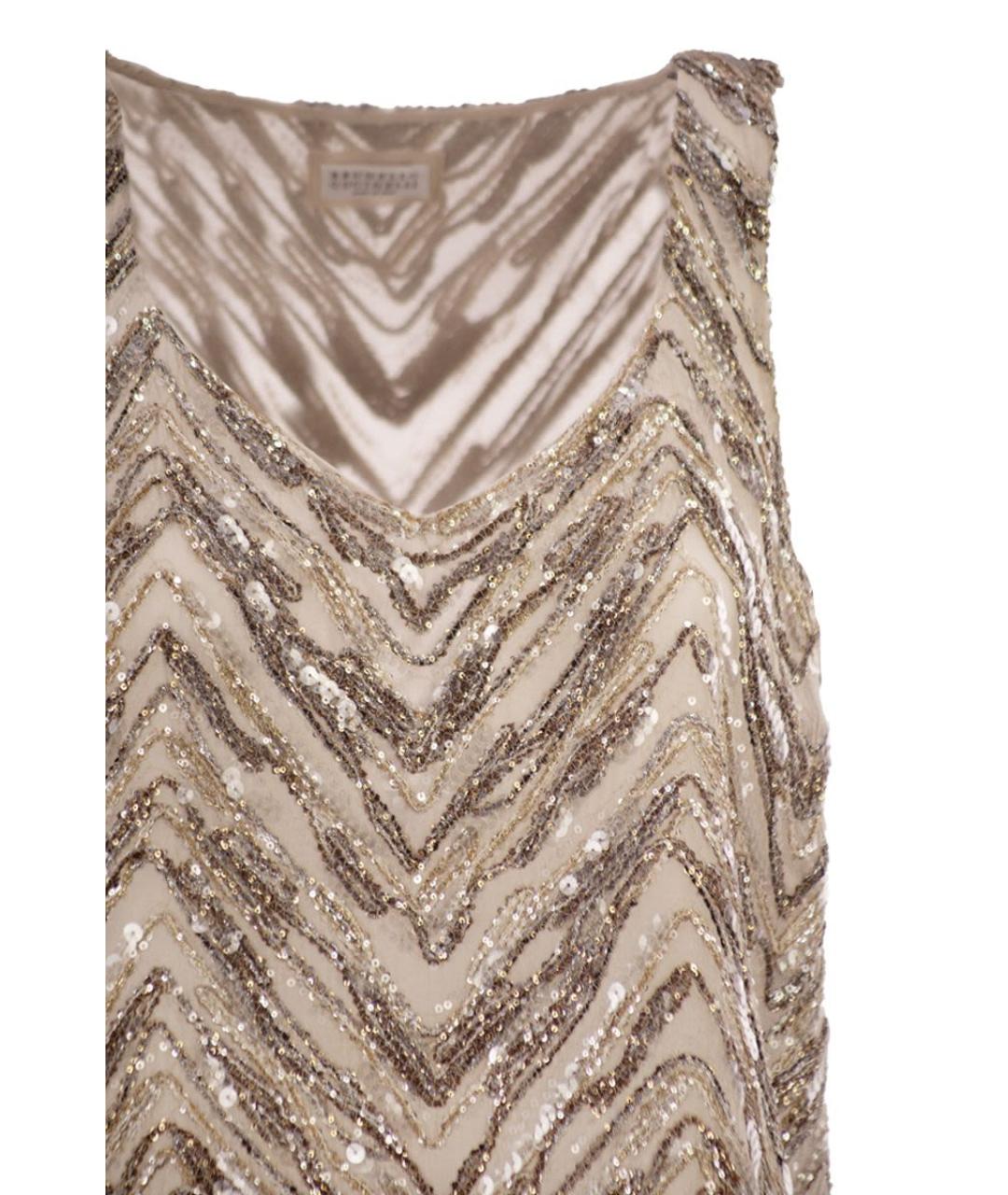 BRUNELLO CUCINELLI Бежевая шелковая майка, фото 4