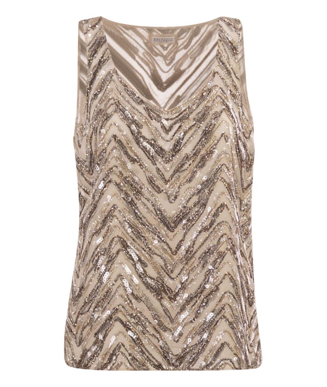 BRUNELLO CUCINELLI Бежевая шелковая майка, фото 1