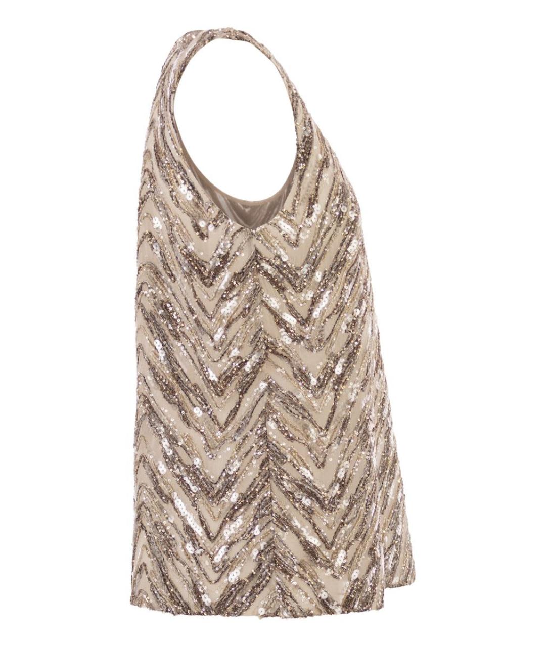 BRUNELLO CUCINELLI Бежевая шелковая майка, фото 3