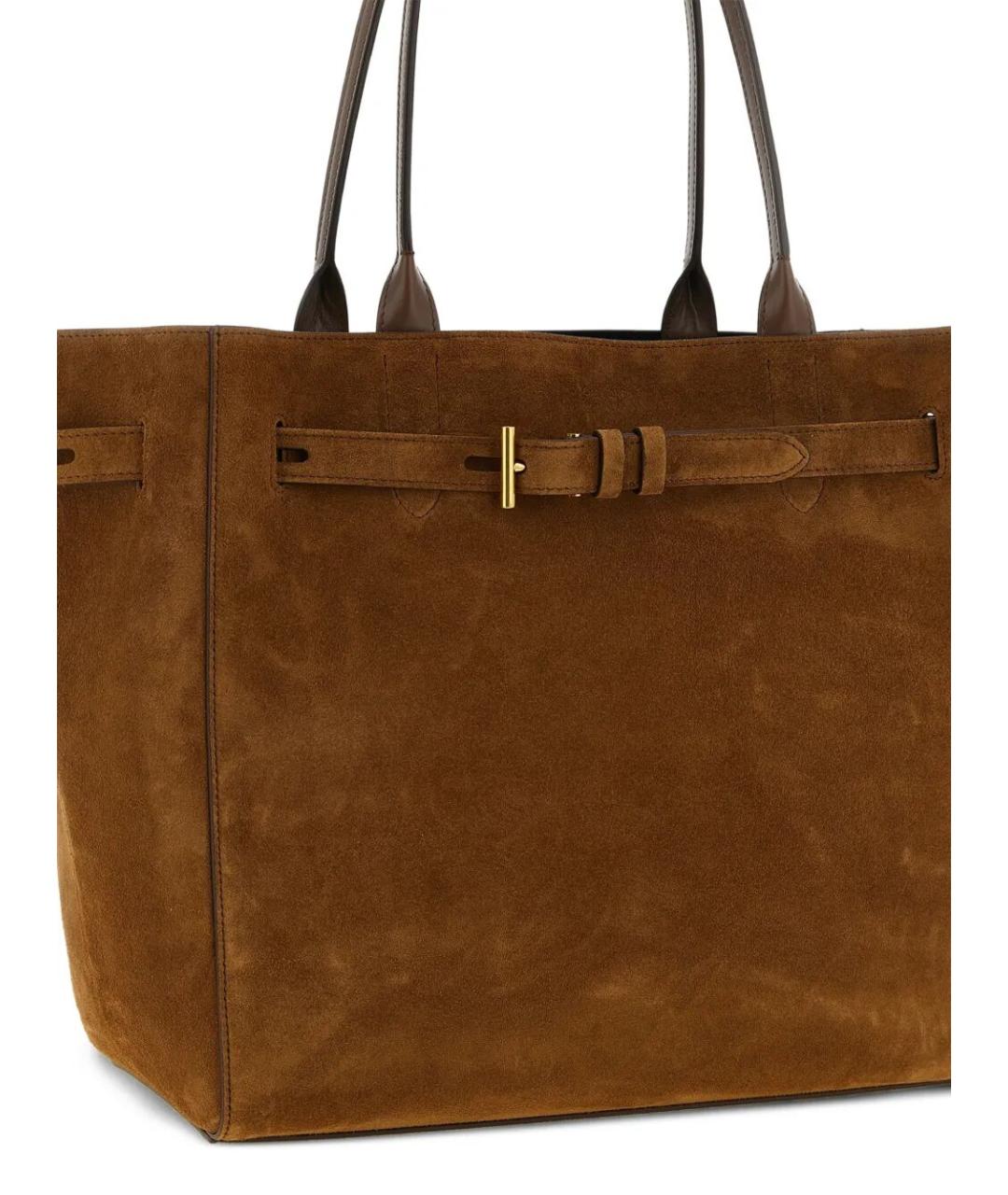 TOM FORD Коричневая замшевая сумка тоут, фото 3