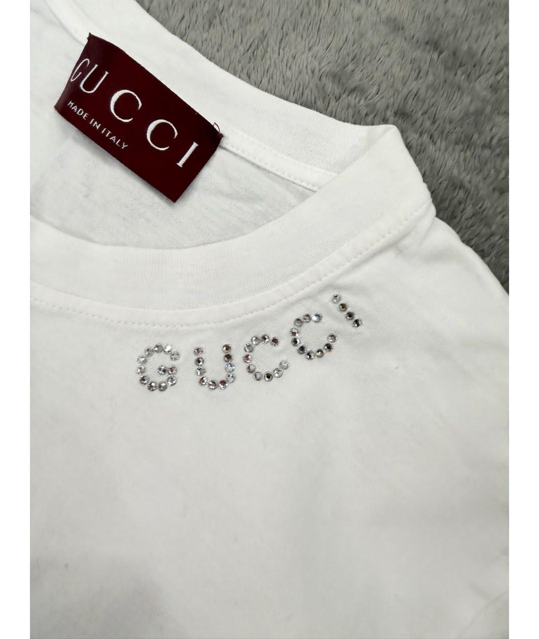 GUCCI Белая хлопковая футболка, фото 3