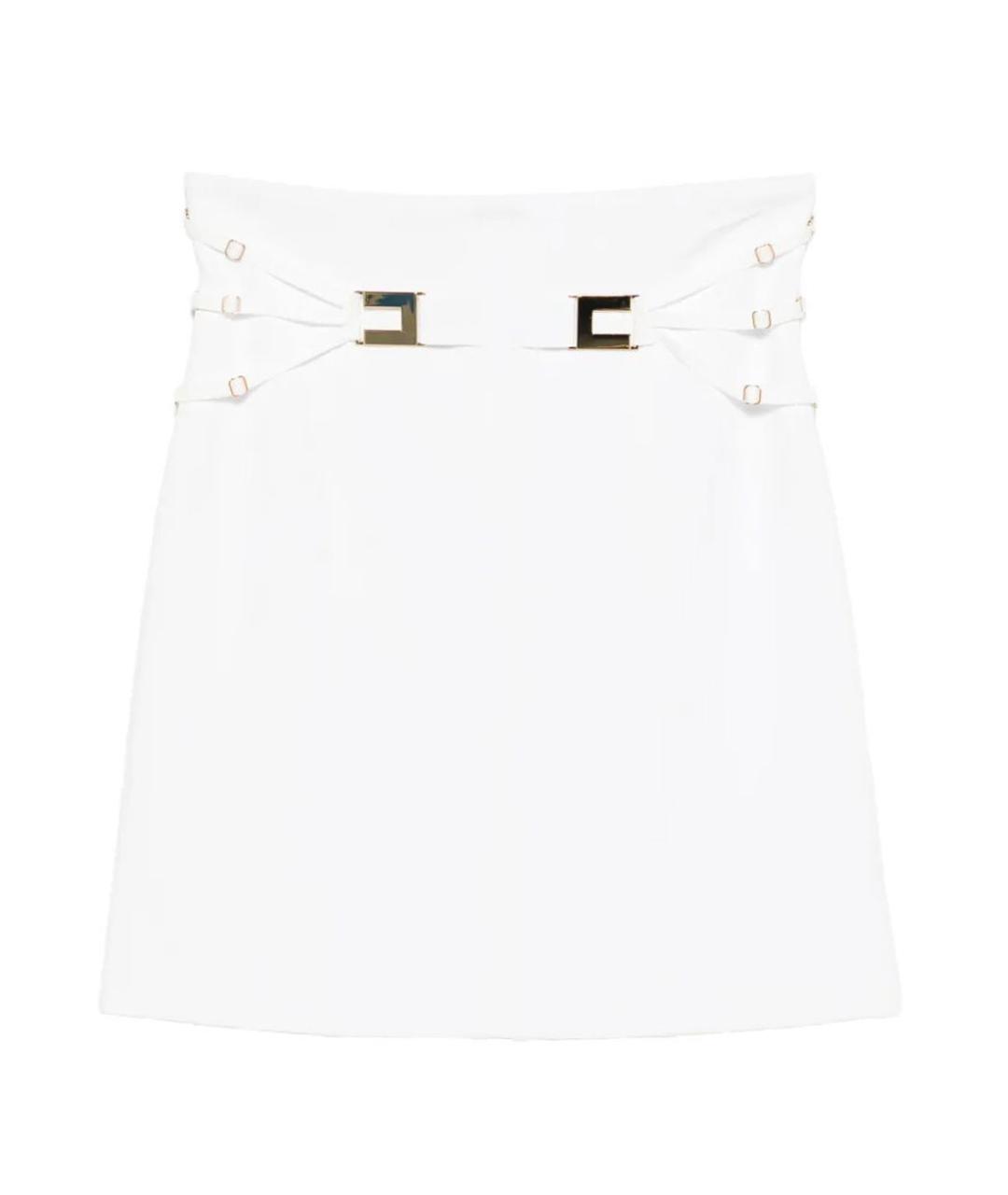 ELISABETTA FRANCHI Белая полиэстеровая юбка мини, фото 1