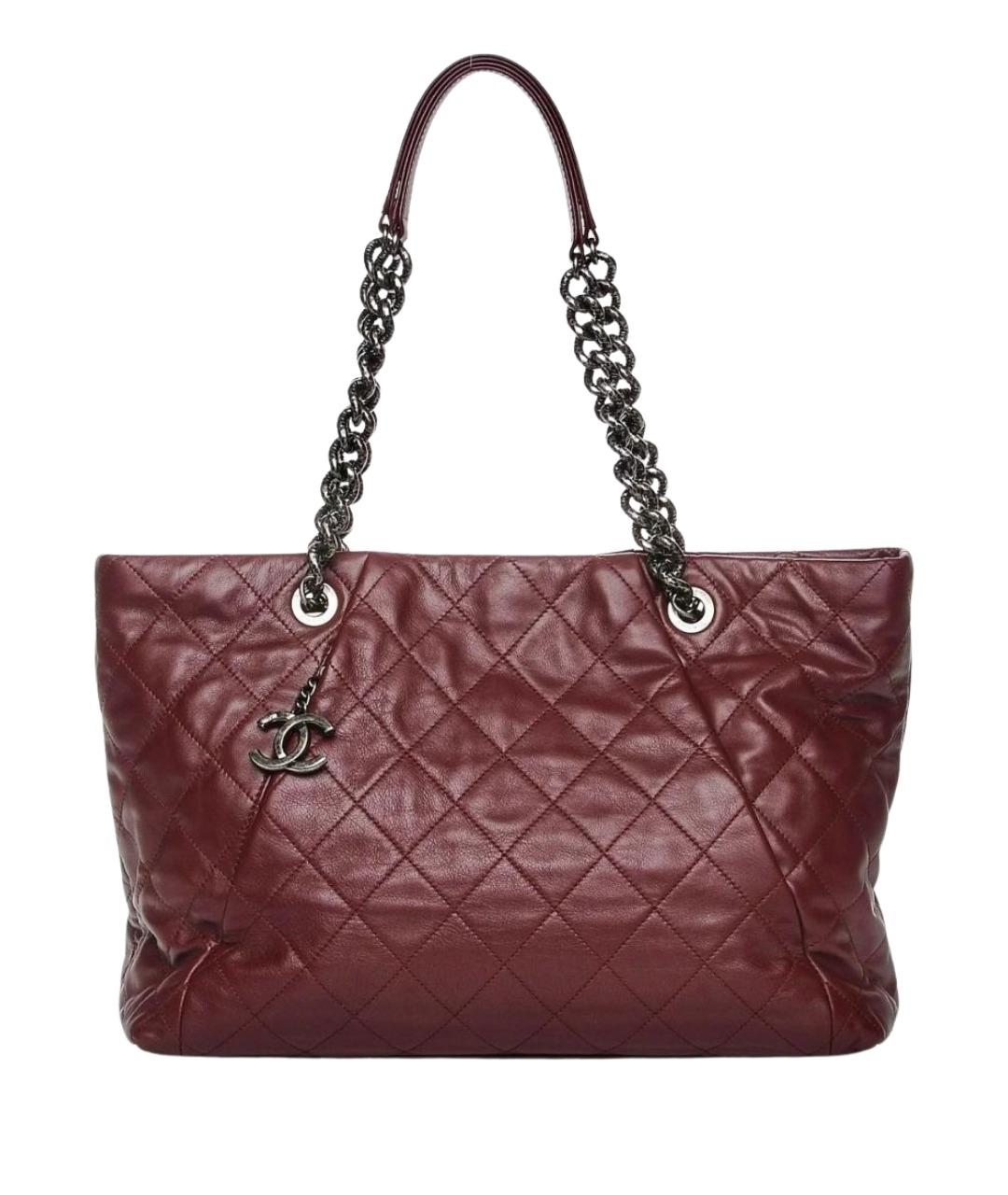CHANEL Бордовая кожаная сумка тоут, фото 1
