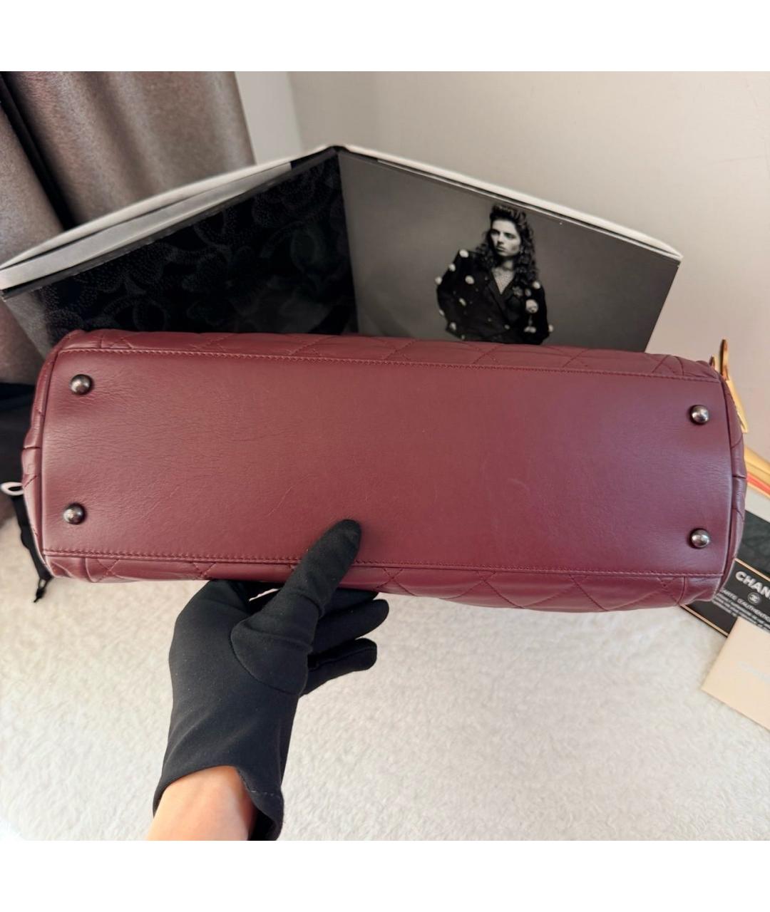 CHANEL Бордовая кожаная сумка тоут, фото 4