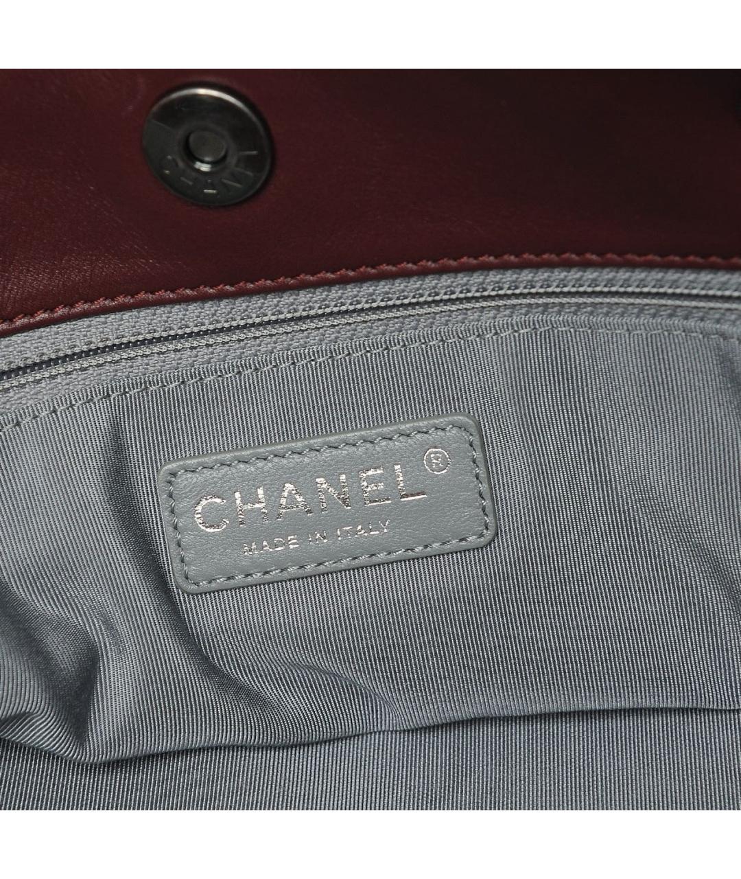 CHANEL Бордовая кожаная сумка тоут, фото 7
