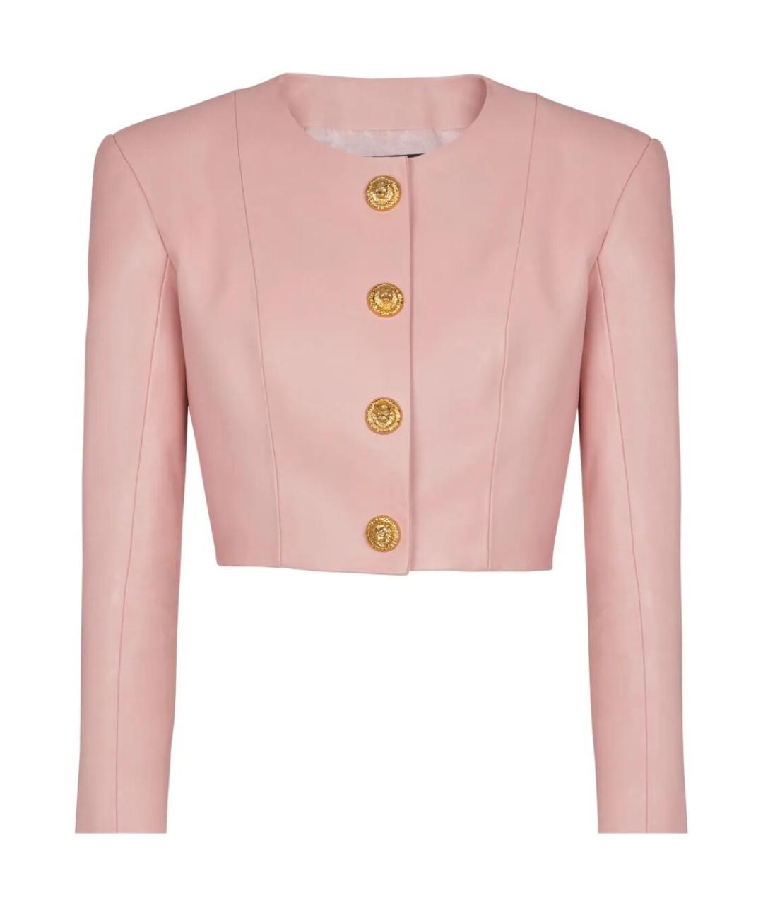 BALMAIN Розовый кожаный жакет/пиджак, фото 1