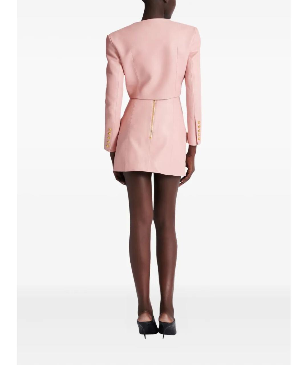 BALMAIN Розовый кожаный жакет/пиджак, фото 5