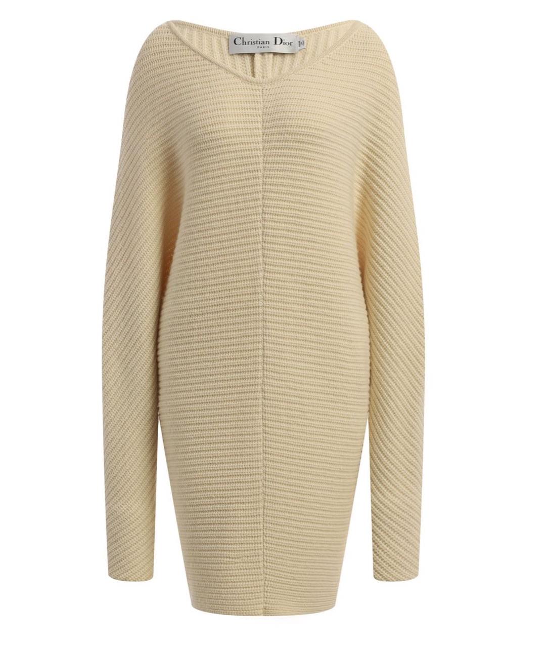 CHRISTIAN DIOR Бежевое шерстяное повседневное платье, фото 5