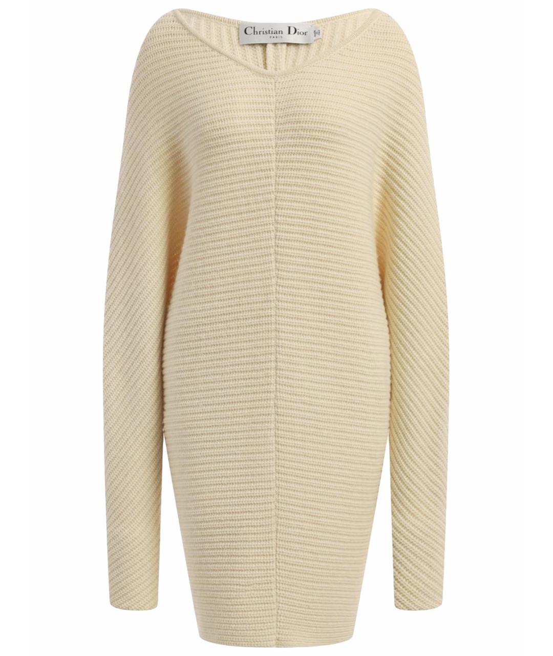 CHRISTIAN DIOR Бежевое шерстяное повседневное платье, фото 1