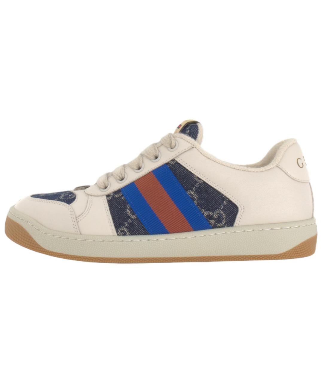 GUCCI Белые кожаные кроссовки, фото 2