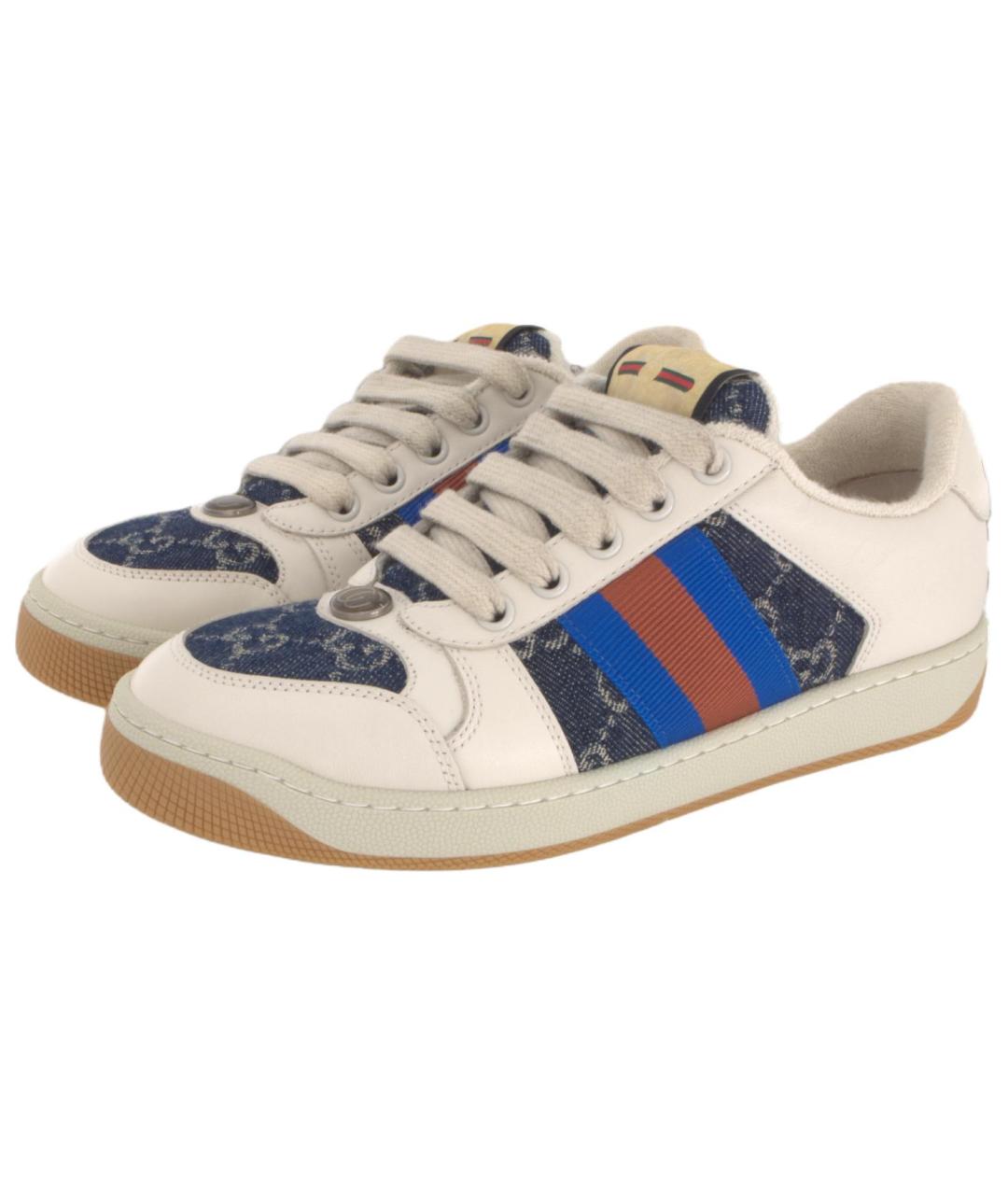 GUCCI Белые кожаные кроссовки, фото 3