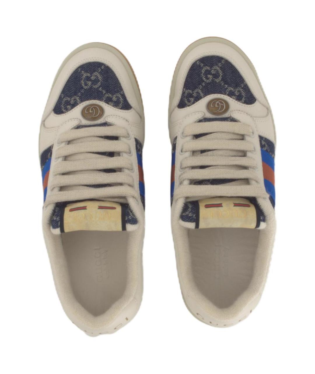 GUCCI Белые кожаные кроссовки, фото 4