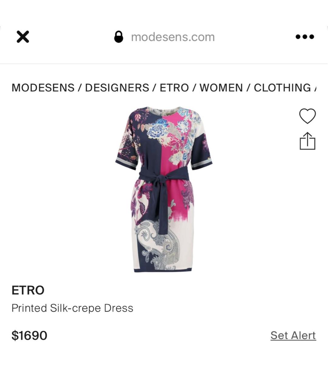 ETRO Мульти шелковое коктейльное платье, фото 5