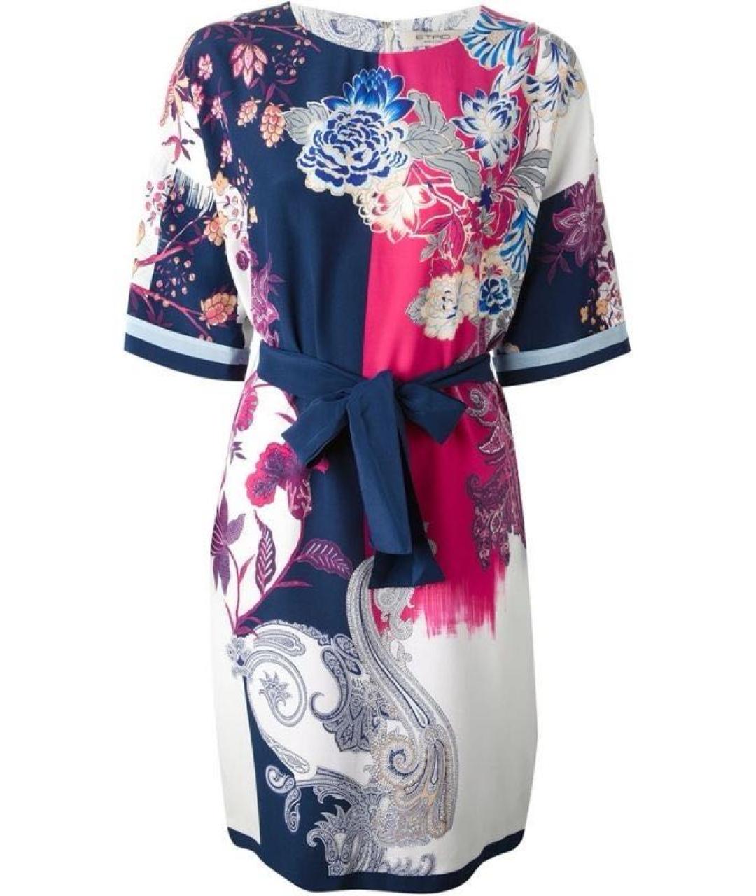 ETRO Мульти шелковое коктейльное платье, фото 8