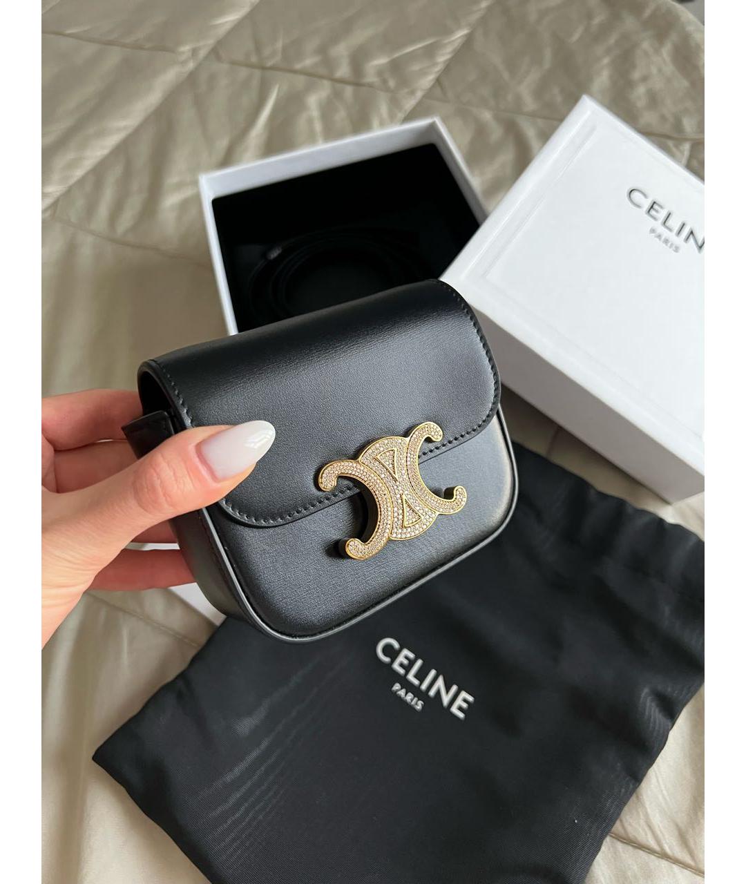 CELINE Черная кожаная сумка через плечо, фото 3