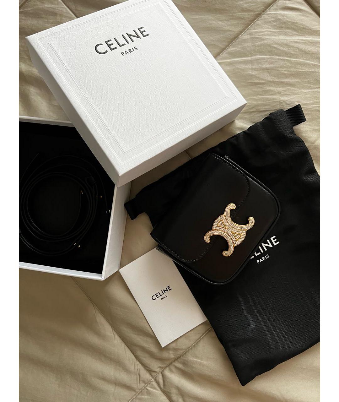 CELINE Черная кожаная сумка через плечо, фото 4