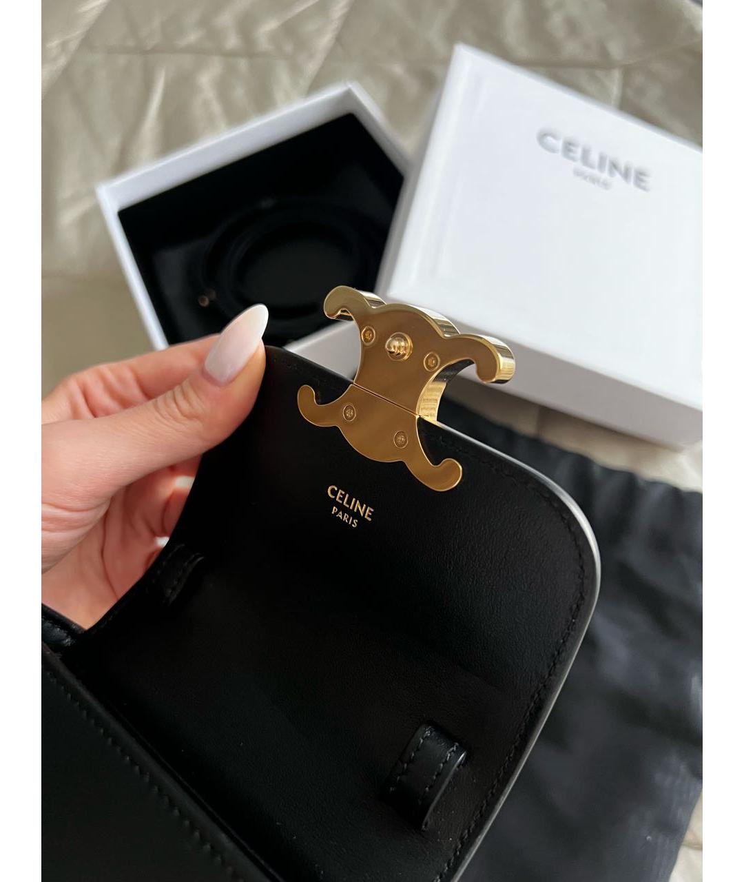 CELINE Черная кожаная сумка через плечо, фото 6