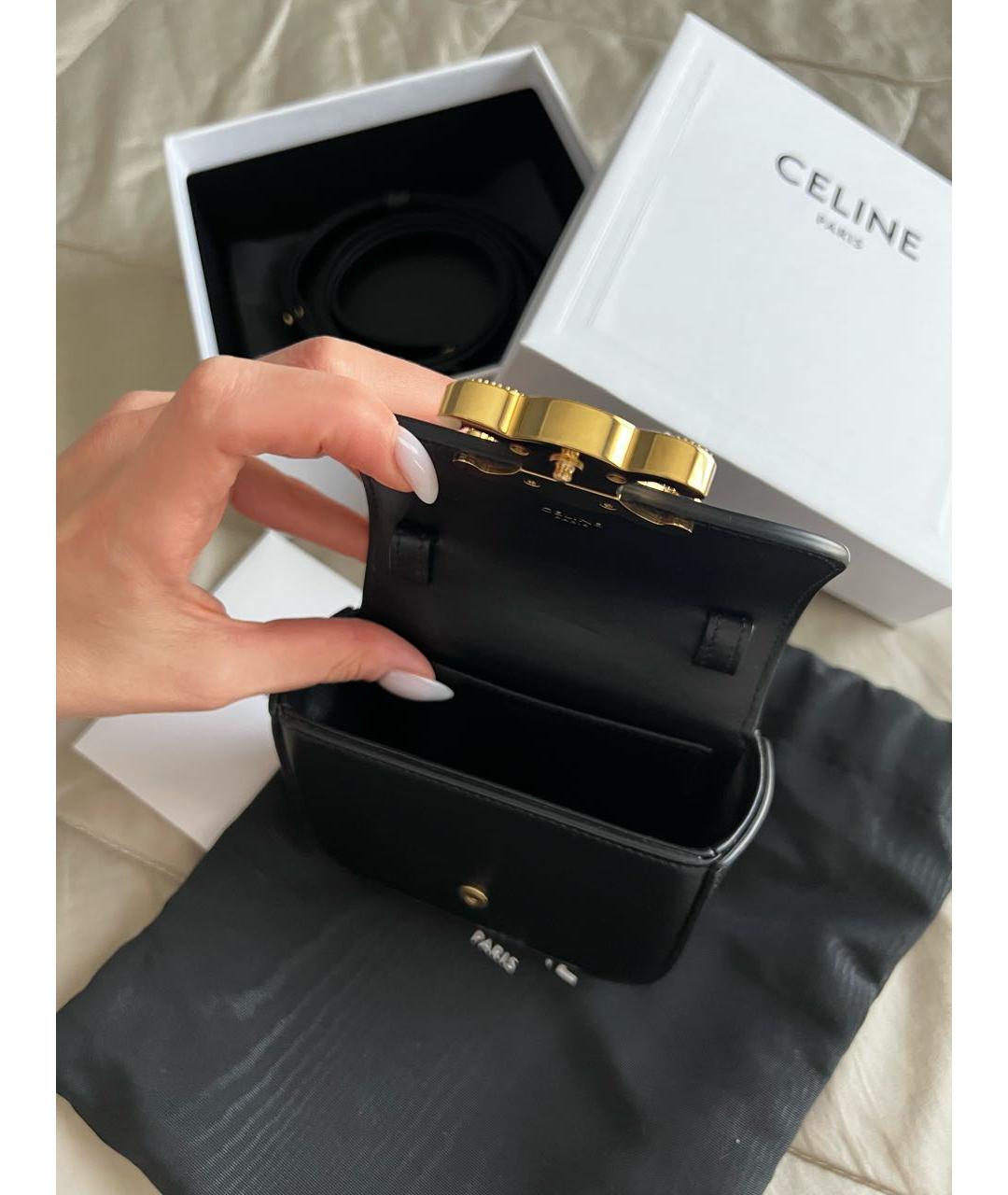 CELINE Черная кожаная сумка через плечо, фото 5