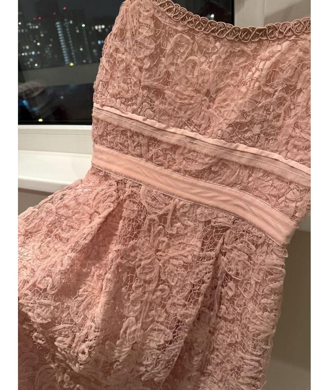 SELF-PORTRAIT Розовое кружевное вечернее платье, фото 4