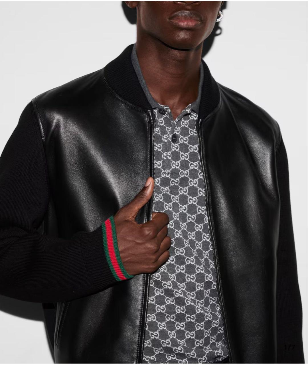 GUCCI Черная кожаная куртка, фото 5
