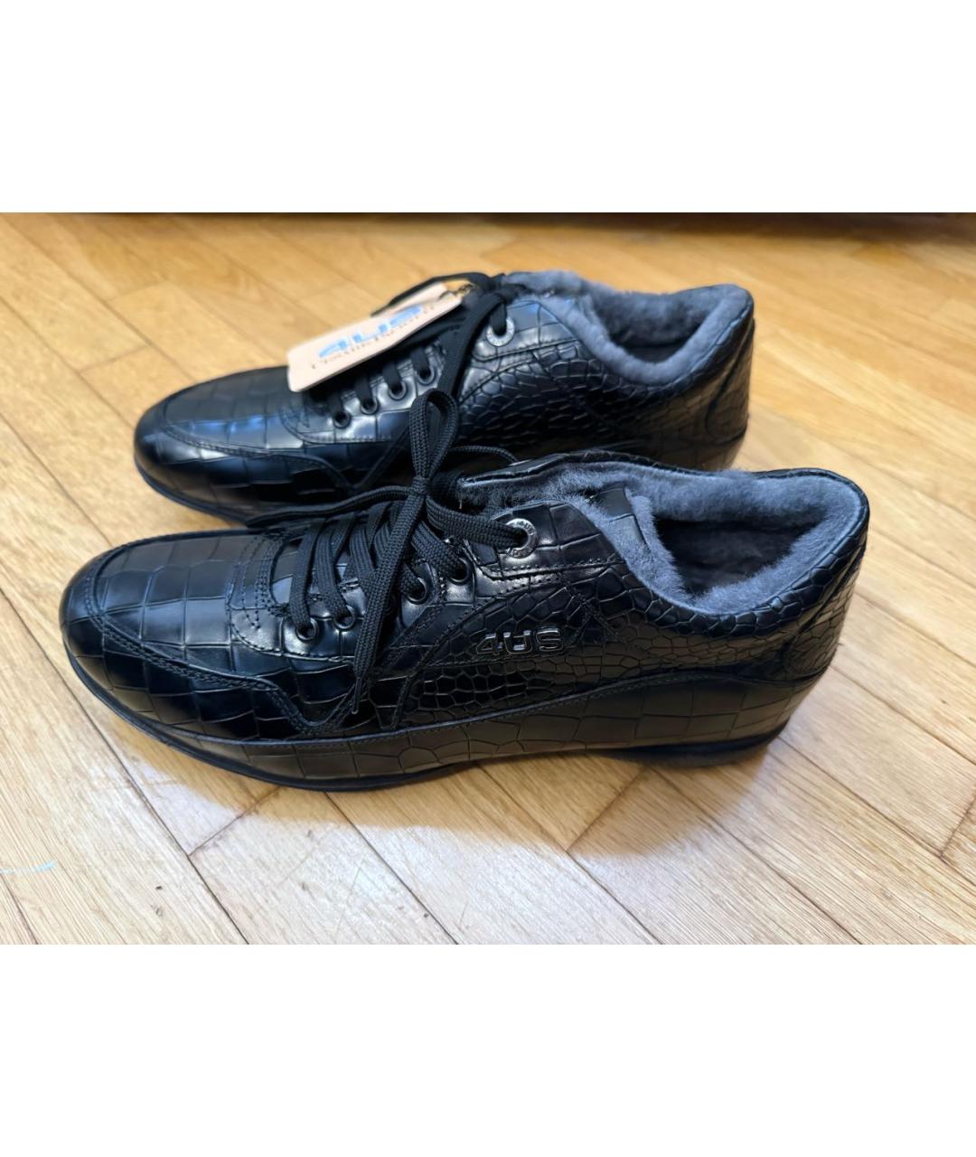 CESARE PACIOTTI Черные кожаные высокие кроссовки / кеды, фото 4