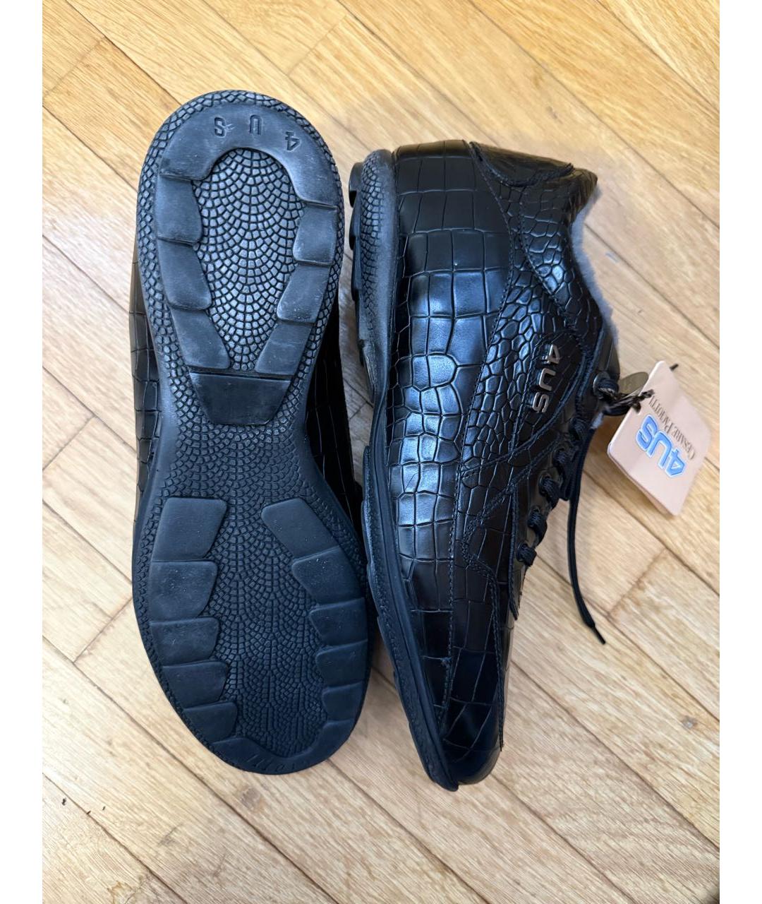 CESARE PACIOTTI Черные кожаные высокие кроссовки / кеды, фото 3